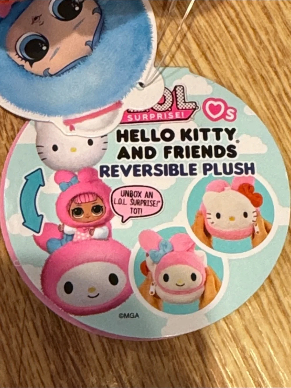 Hello Kitty Plush Head Duo with Red Bows and Pink Straps Reversible Plush!